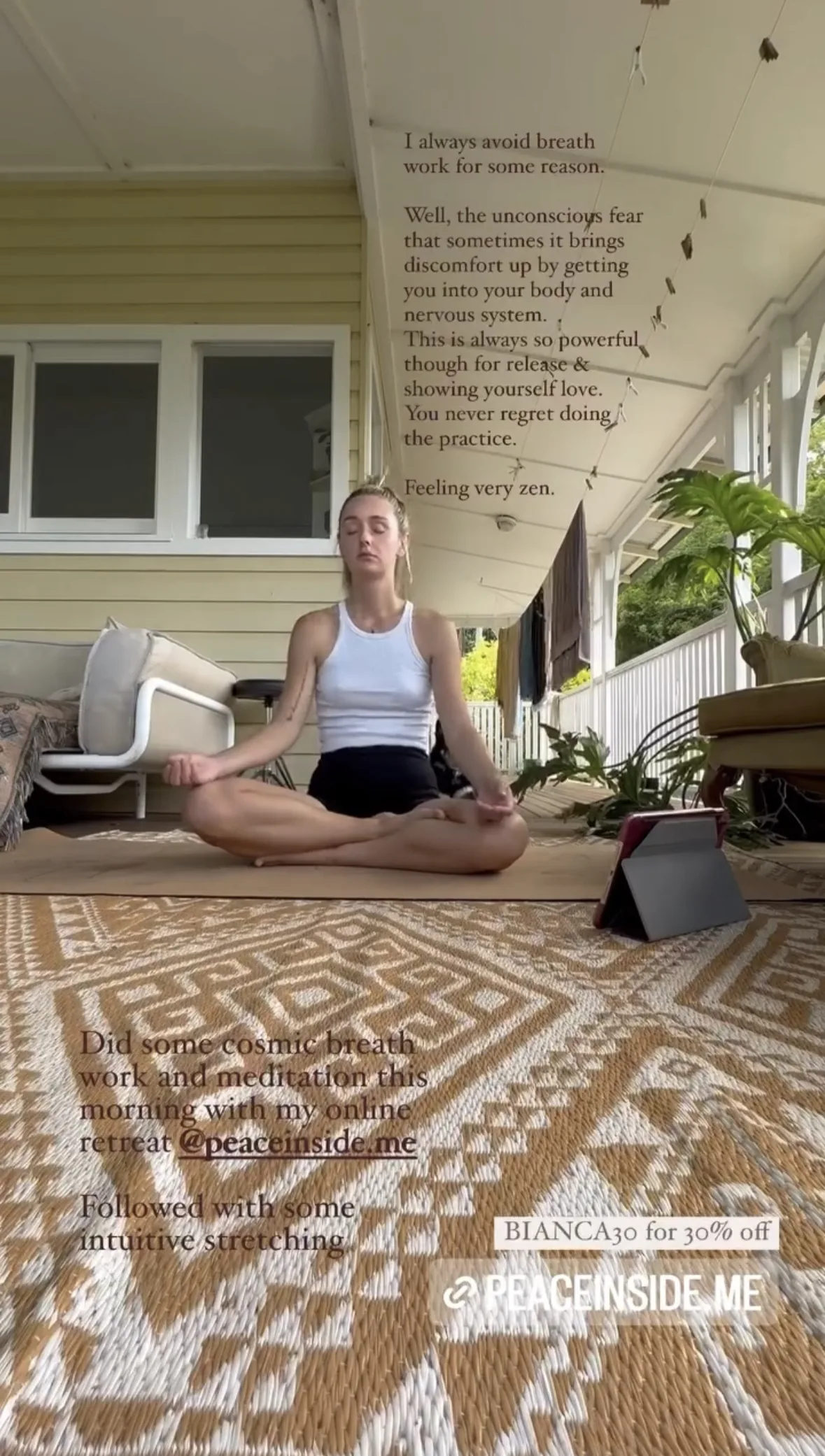 Screenshot of a review of a Peace Inside Me course