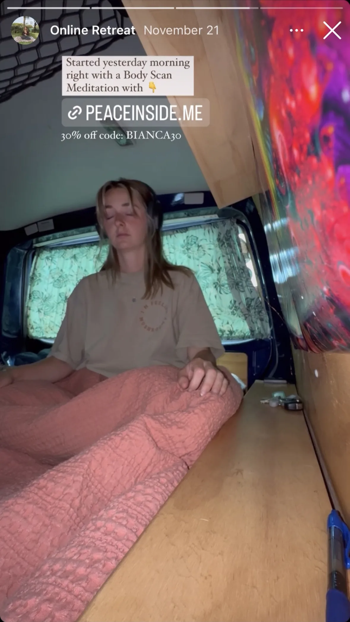 Screenshot of a review of a Peace Inside Me course