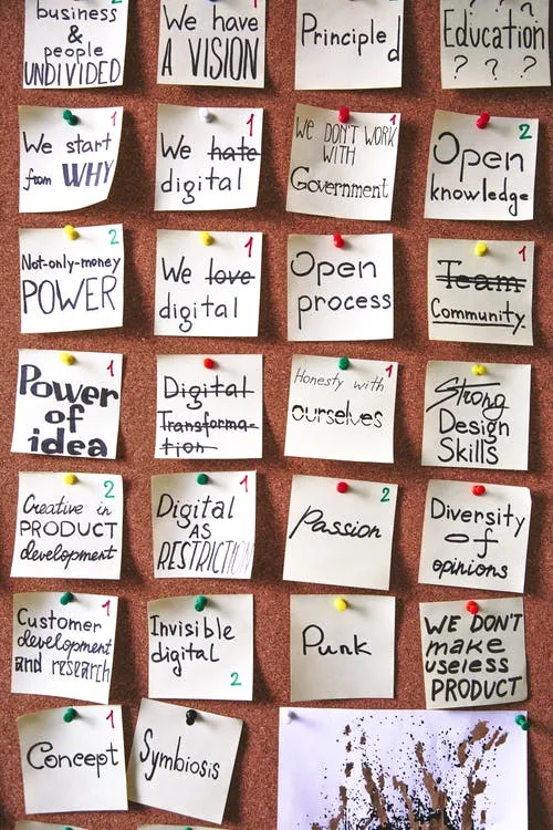 lots of notes and ideas | decluttering ming through meditation | self-awareness
